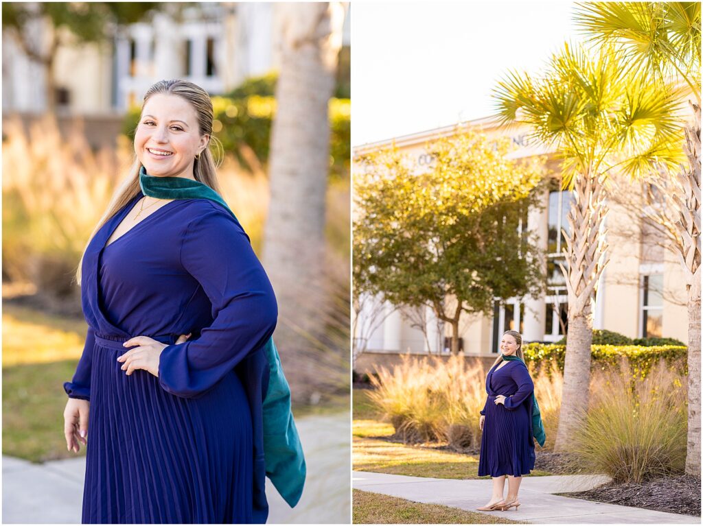 Downtown Charleston graduation photos for a Doctor of Physical Therapy graduate