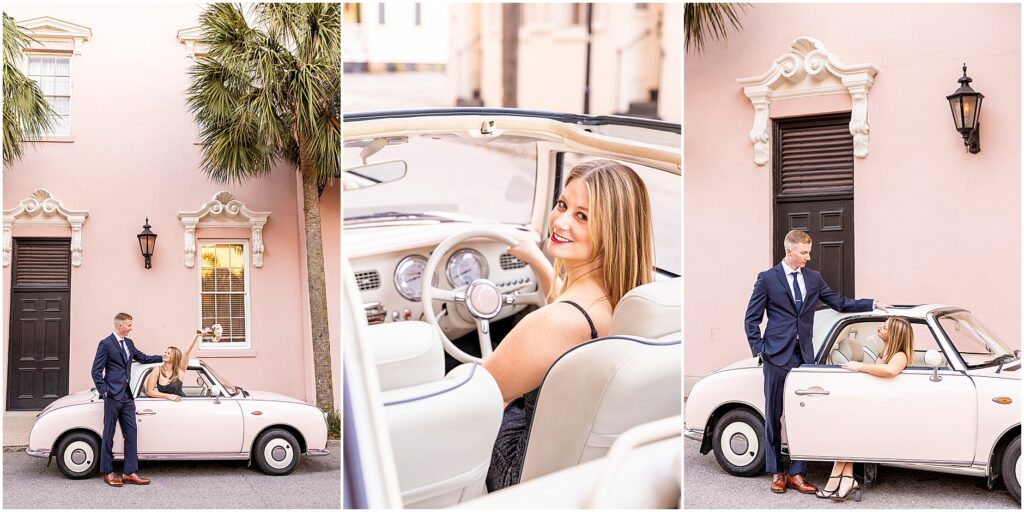 Matt and Taylor together, newly engaged, in downtown Charleston.