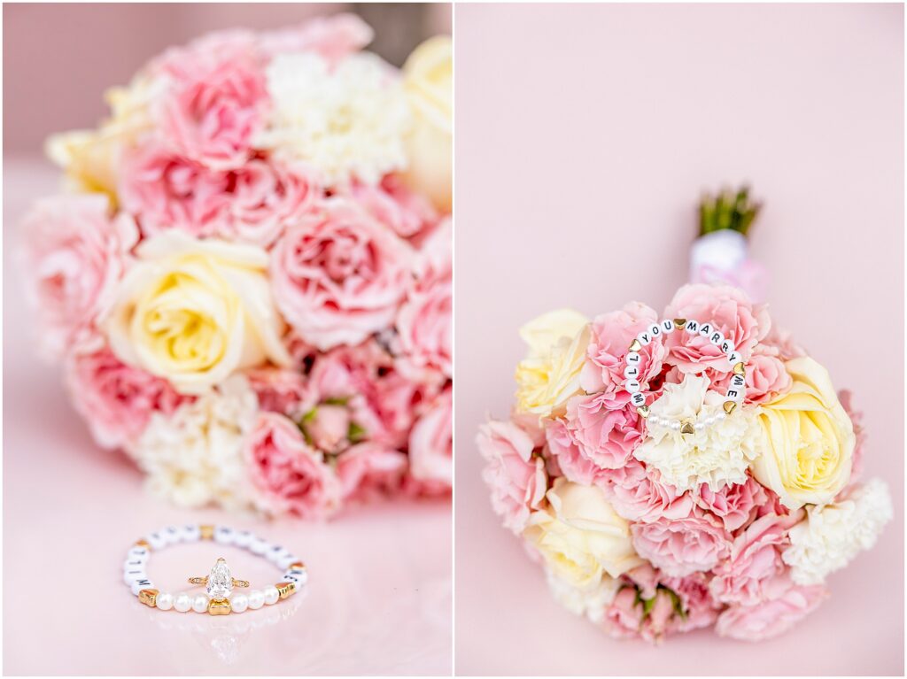 Engagement ring detail photographed during a Charleston proposal.