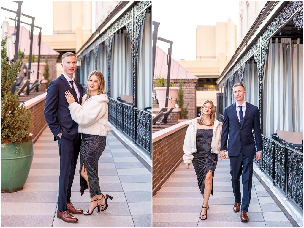 Matt and Taylor celebrating their engagement with joyful expressions.