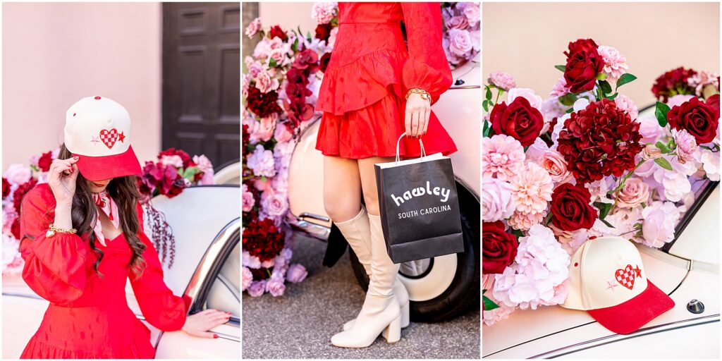 Charleston branding photography at The Mills House Hotel for Hawley with props from The Pink Figgy and floral design by The Charleston Petal.