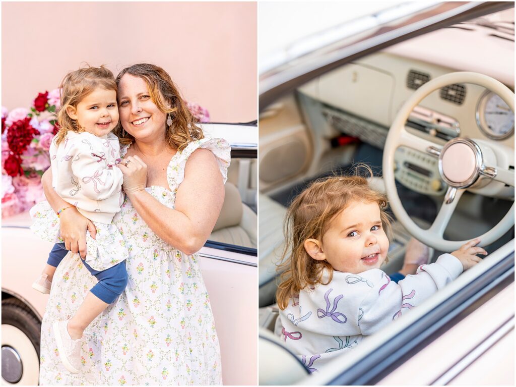 Rachael’s mommy and me and branding session in Charleston at The Mills House Hotel with The Pink Figgy decor and The Charleston Petal florals.