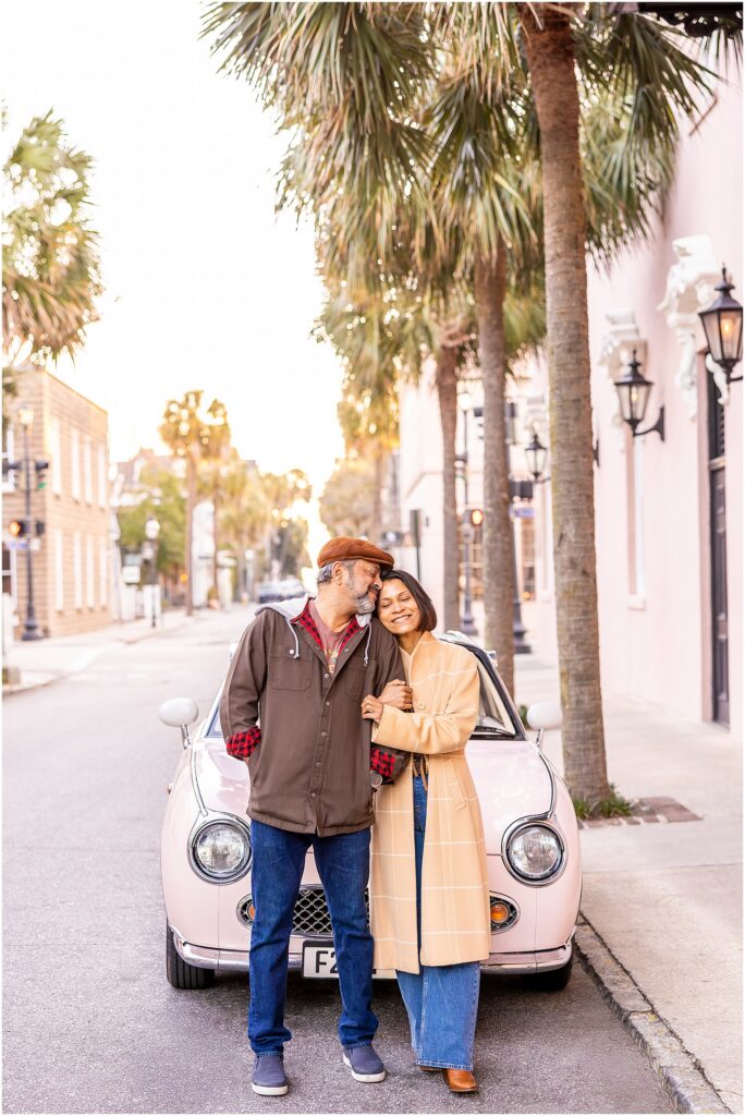 Candid moment of Letitia & Sanjay holding hands on Valentine’s Day in Charleston.