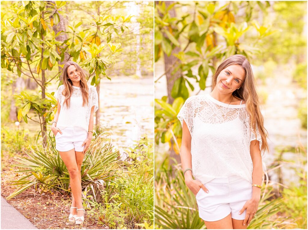 Charleston graduate photographer capturing BSN senior photos at Cypress Gardens