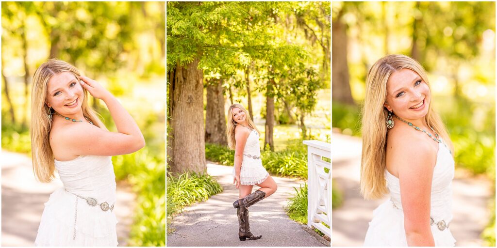 Senior portrait in a lush Lowcountry setting during a Charleston senior photo session.